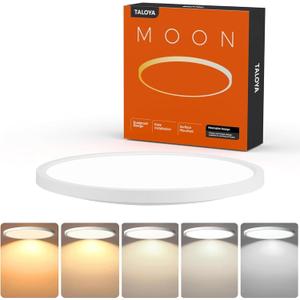 TALOYA 10 Inch LED Flush Mount Ceiling Light Fixture White, 5-in-1 CCT Selectable (3000K/3500K/4000K/5000K/6500K), 20W 0.94inch Thickness Ultra-Slim Surface Mounted Lighting Fixture for Basement