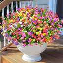 BLEUM CADE Artificial Flowers for Outdoors, 12 Bundles Fake Flowers Outdoor, UV Resistant Artificial Plants for Decoration, Faux Flowers for Outside Garden Porch Patio Decor
