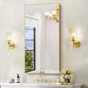 48x24In Gold Bathroom Mirror for Wall, Brushed Gold Rectangle Mirrors with Metal Frame, Bathroom Rectangular Mirror Modern Wall Mirror for Bedroom Living Room, Hangs Horizontal or Vertical