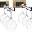 Sorbus Wall Mounted Glass Stemware Rack Set - Wire & Wood Rack Wall Mounted for Glasses, Champagne Glasses, and Drinkware - Complete Your Home Bar & Kitchen Storage, Mahogany