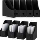 Geyee 12 Pack Magazine File Holder Plastic Desk Organizer Magazine Holder Storage Heavy Duty File Boxes for Home Storage and Office Organization(Black)