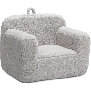 ALIMORDEN Kids UltraSoft Snuggle Foam Filled Chair, Toddler Cuddly Sherpa Reading Couch for Boys and Girls, Light Grey