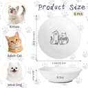 6 PCS Cat Bowls,Cat Food Bowl,Anti Whisker Fatigue Ceramic Cats Dishes for Indoor Cats,Shallow Wide Kitten Plates for Wet & Dry Food and Water,Non-Slip Silicone Base (Cute Drawing cat)