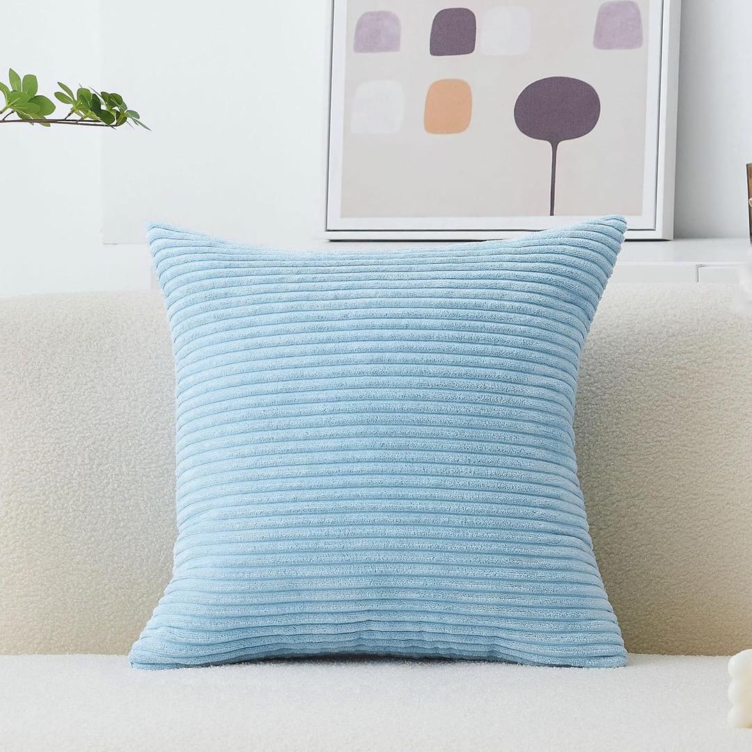 Home Brilliant Blue Throw Pillow Cover 26x26 Supersoft Square Textured Euro Sham Decorative for Bedroom, Baby Boy Blue, 26 x 26 inches(66cm)