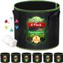 3 Gallon Grow Bags 6 Pack - Thickened Nonwoven Aeration Planter Bags with Handles, Plant Tags & Seedling Bags, Chili Vegetable Gardening Fabric Pots