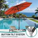 AreShark 9FT Patio Umbrella with Solar Lights, 32 Lighted Pool Umbrella w/Tilt and Crank, Outdoor Market Solar Umbrellas for Garden, Deck, Backyard, Pool and Beach, Orange