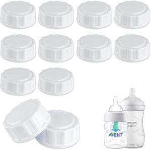 (12-PCs) Travel Bottle Caps Compatible with Avent Bottles, Bottle Lids Replacement White