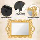 YEXEXINM 3 Styles Vintage Gold Mirror Set Decorative Antique Mirrors for Wall Hanging Vanity Table Mirrors with Stand Resin Frame Retro Mirror for Living Room, Bedroom, Dresser & Photography Decor