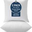 LANE LINEN 24x24 Pillow Inserts - Set of 2 Lightweight Down Alternative Square Pillows, White Throw Pillows for Bed, Decorative Pillows for Couch Bed, Firm Pillows for Living Room