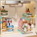 REALINN Under Sink Organizer, Height Adjustable Under Sink Organizers and Storage, 2 Tier Pull Out Drawer Cabinet Storage for Kitchen Bathroom, 2 Pack, White