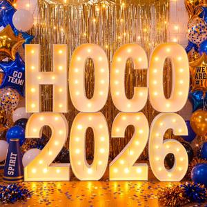 Lemosae HOCO 2026 Marquee Letter Decorations | 2.62 ft, Homecoming Theme & Years, Light up Party Sign, Balloon Frame with Bracket, Middle School, High School, College