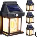 Joomer Solar Wall Lights Outdoor 4PACK, Dusk to Dawn Porch Lights Fixture, Waterproof Exterior Lighting with Clear Panel for Patio Entryway Front Door, Solar Wall Lantern with 3 Modes & Motion Sensor