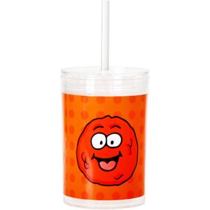 Youngever Kids Tritan Cup with Straws, Reusable 14 Ounce Toddler Cup with Lid and Straw, Unbreakable Kids Tritan Tumbler with Straw (Orange)