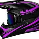 Yesmotor Youth Dirt Bike Helmet Set Includes Gloves, Goggles, Mask, Ideal Helmet for Kids 8-14, Premium Safety Gear for Dirt Bike Helmets Enthusiasts - DOT Approved(Purple,L)