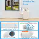 YJHome Portable AC Window Vent Kit with 5.9" Exhaust Hose & Universal Coupler, Air Conditioner Window Seal Kit with Plates, Upgraded Rain Cover, Portable Air Conditioner Window Kit for Sliding Window, 17-64in
