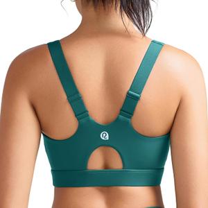 RUNNING GIRL Adjustable Straps High Impact Sports Bra (Green, S)