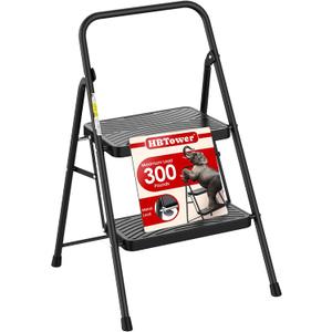 HBtower 2 Step Ladder, Step Stool with Wide Anti-Slip Pedal, Step Ladder Folding Step Stool for Adults, Lightweight Steel Portable ladders for Home Kitchen