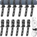 Nearockle 12Pcs Reusable Cable Ties, 10x0.6inch Elastic Silicone Cord Organizer Straps for Bundling and Organizing Cable Wires, Extendable Cable Management in Home, Kitchen, Closet, Office(Black)