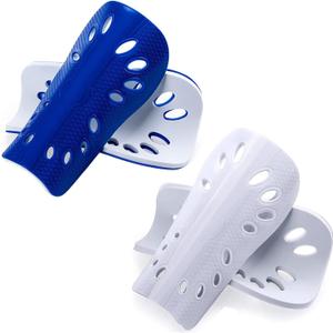 Soccer Shin Guards, 2 Pairs Soccer Shin Sleeves Superlight and Breathable Shin Guard Equipment for Boys and Girls, Protective Football Gear Shin Pads for Youth Teens Adults (Large, Blue and White)