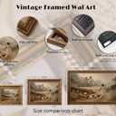 Vintage Gold Framed Farmhouse Wall Art Retro Country Farm Girl with Chicken Canvas Wall Decor Rustic Pastoral Scenery Painting Picture Artwork for Living Room Bedroom Home Decor