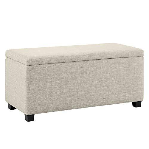 Amazon Basics Upholstered Storage Ottoman and Entryway Bench, 35.5 Inches Wide, Beige