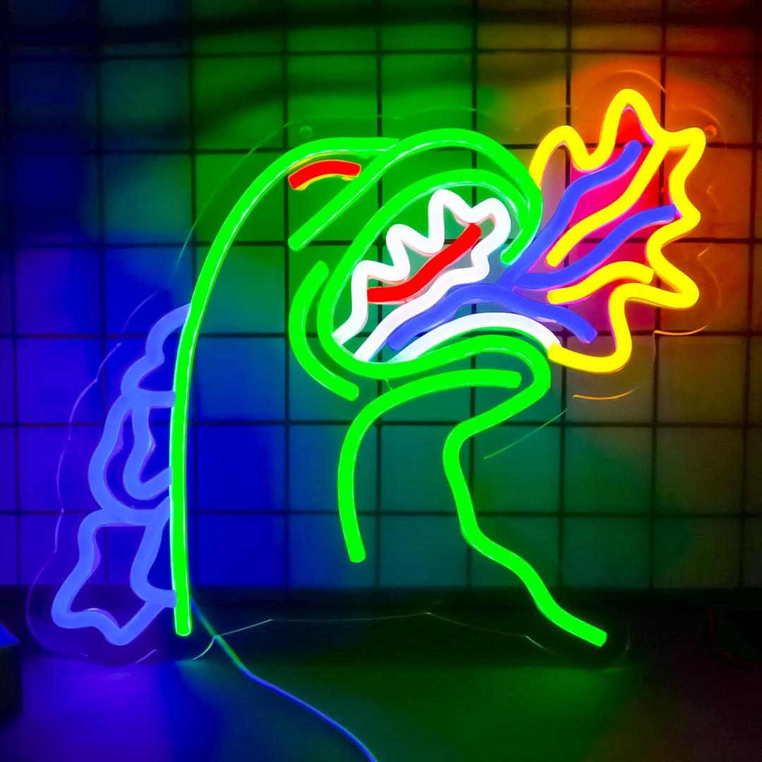 TOPQUALI Monster Neon Sign for Wall Decor, Dinosaur Dimmable Neon Sign for Gaming Room Boys Room Decor Powered by USB 14.3 * 12.2inch,Birthday Party Christmas Gifts