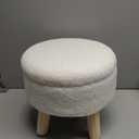 WSXEDCDHJ Home Storage Round Footstool, can Place Some Small Items Plush footstools, Convenient Storage, Suitable for The Entrance, Bedroom and Other Places (White)