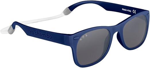 ROSHAMBO Unbreakable Navy Simon Square Sunglasses  Italian Made Polarized for Toddlers 24 Years  BPA Free with Strap + Accessories  USA Assembled