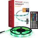 Honeywell 8.2ft USB Powered LED RGB Strip Lights for Home Decor, Mounted Under Cabinet Lights, with 4 Sound Sync Music Modes, Remote Control & Dimmable Lights