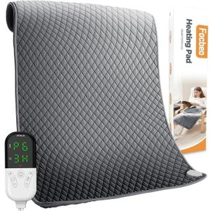 King Size Heating Pad for Back Pain 32"x24" Extra Large Electric Heating Pad for Period Cramps Relief & Body Neck Shoulder Auto Shut Off Heat Pad Temperature Settings Machine Washable Gray