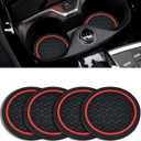 4PCS Car Cup Holder Coasters, 2.75 Inch Non-Slip Insert Cup Holder Pad, Dustproof Automotive Interior Accessories Mat, Universal for Trucks, Vehicles, RVs and More (Black/Red)