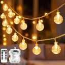 ANJAYLIA 60 LED Globe String Lights, Battery Operated Fairy Lights with Remote for Kids Room Dorm Classroom Outdoor Christmas Tree Decor, Warm White