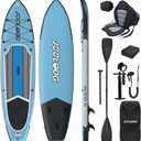 Inflatable Stand Up Paddle Board with Seat, 10'6"/10'5" SUP 440LBS, Recreational Paddleboard for Adults Beginners, Blow Up Paddle Board with Fishing Design, Camera Mount, Cooler Bag & Full Accessories, Blue Gray