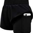 WIFFGO Girls Athletic Shorts 2 in 1 Elastic Waist Pockets Biker School Ball Games Running Sports Teen Summer Outfits