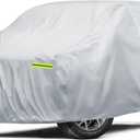 6 Layers Car Cover Waterproof All Weather for Automobiles, SUV Cover Size A7 Universal Fit for Toyota Highlander, Honda Pilot, Nissan Pathfinder/Murano, BMW X5(191-201 inch), Silver