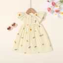 JEELLIGULAR Baby Girl Summer Dress Smocked Flutter Sleeve A-Line Beach Dresses with Back Button Toddler Sundress (Beige)