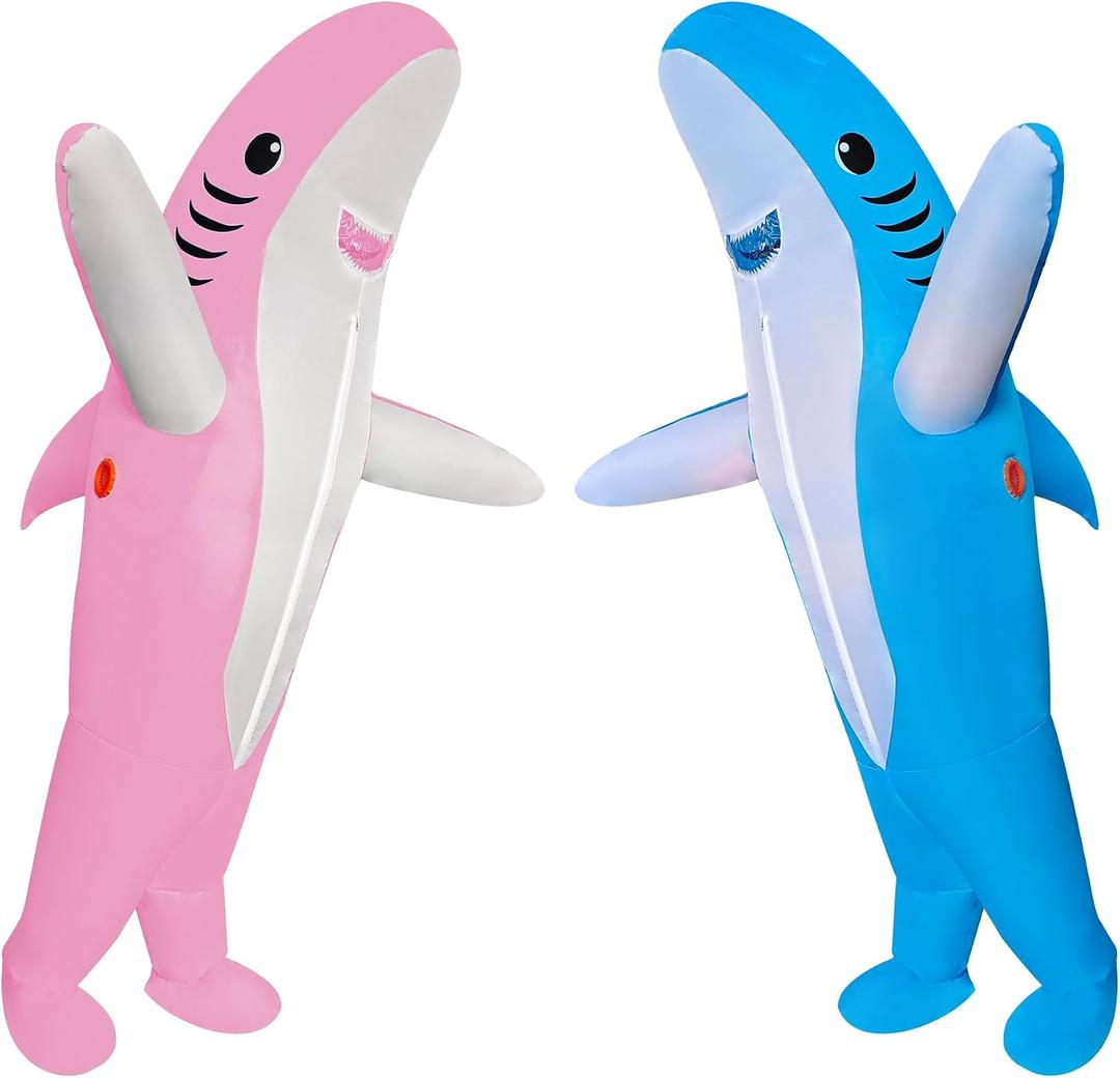 2 Packs Inflatable Shark Costume Blow up Shark Fancy Dress Suit for Adult/Halloween/Birthday/Cosplay Party