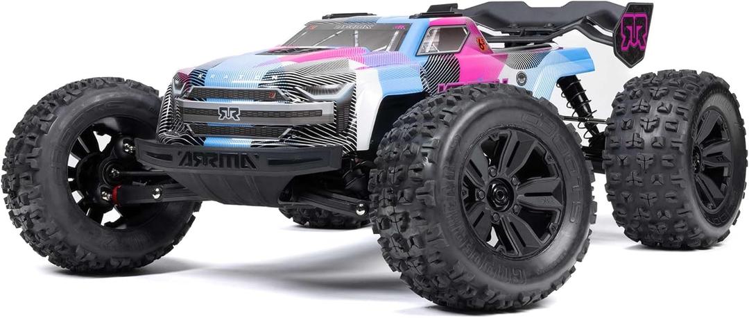 ARRMA RC Truck 1/8 KRATON 4X4 6S BLX BRUSHLESS V6 Speed Truck RTR (Lipo Battery and Charger Not Included) (Blue/Pink), ARA8608V6T2