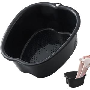 Foot Soaking Tub Large Size Foot Basin Sturdy Soaking Feet Bucket Massager Tub Exfoliation Callus Pedicure Foot Spa Bath Bucket for Women and Men (Black), 15*13*6 Inch