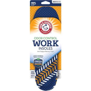Arm & Hammer Memory Foam Work Insoles for Men and Women, Pair of Anti-Fatigue Memory Foam Inserts with Arch Support for Work Boots, Sneakers, Or Dress Shoes. (1 Pack)
