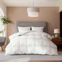 Hotel Suite Luxurious Feather and Down Comforter Duvet Insert Full/Queen Size, 100% Cotton Cover, Hotel Collection Quilts, 56 oz Fill Weight, All Season Medium Warmth 88 x 88 Inch White