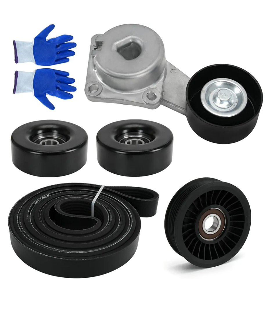 90K38274A Serpentine Belt Drive Kit Tensioner & Idler Pulley Fits for Ford Expedition F150 F250 F350 Lincoln Navigator Mercury Mountaineer 20052014 Replaces 38274 6PK2605