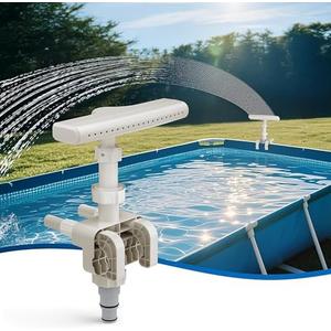 Muscccm Pool Fountain for Above Ground Pools, Pool Sprinkler Fountain Upgraded 360° Adjustable Spray, Waterfall Fountains Swimming Accessories, Cooling & Relaxation (Beige)