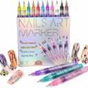 12 Colors Nail Art Pens Set, 0.5mm Ultra Fine Tip Nail Polish Markers for DIY Nail Design, Acrylic Nail Paint Pens for Nails, Paper, Crafts, Professional & Home Use