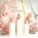 3PCS Metal White Display Pedestal Stand for Parties,Pillars for Wedding