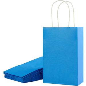 SUNCOLOR 24-Pack Blue Gift Bags with Handles  8" Goodie Bags for Party Favor Bags, Baby Showers, Birthdays & Special Occasions (Blue)