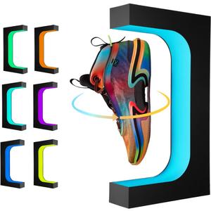 UVEHAS Levitating Shoe Display Stand, Floating Sneaker Stand with Remote 16 Colors LED Light Rotating Magnetic Levitation Shoe Rack for Home Decor Store Advertising Exhibition Shoes Collectors