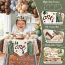 One Happy Camper Birthday Decorations, Camping first Birthday Party decorations, Camp 1st birthday Party Supplies Decor, Balloon Arch One Boxes High Chair Banner Crown Cake Topper Tablecloth Confetti