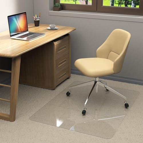 Heavy Duty Office Chair Mat for Carpet and Hardwood Floor Crystal Clear-0.12 Inches Thick Desk Chair Mat 36'' x 48'' Tempered PC Material Floor mats for Office Home