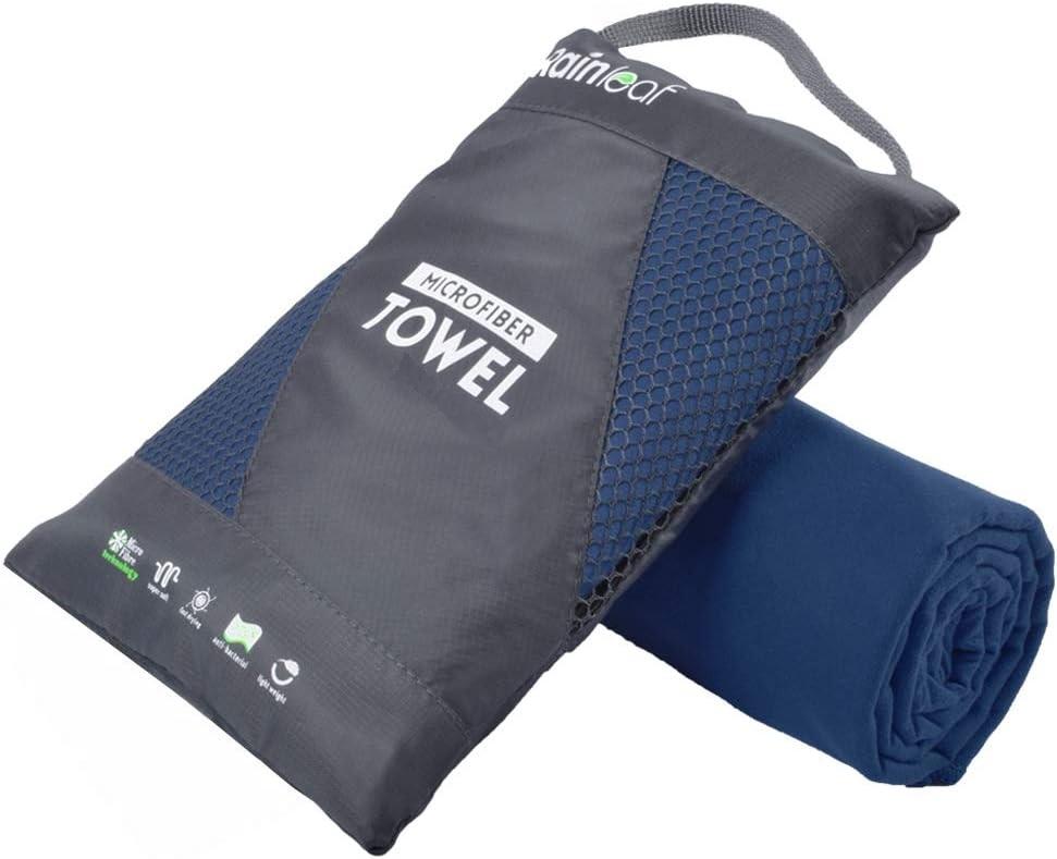 Rainleaf Microfiber Towel Perfect Travel & Gym & Camping Towel. Quick Dry - Super Absorbent - Ultra Compact - Lightweight. Suitable for Trip, Beach, Shower, Backpacking, Pool, Navy blue, 30x60"